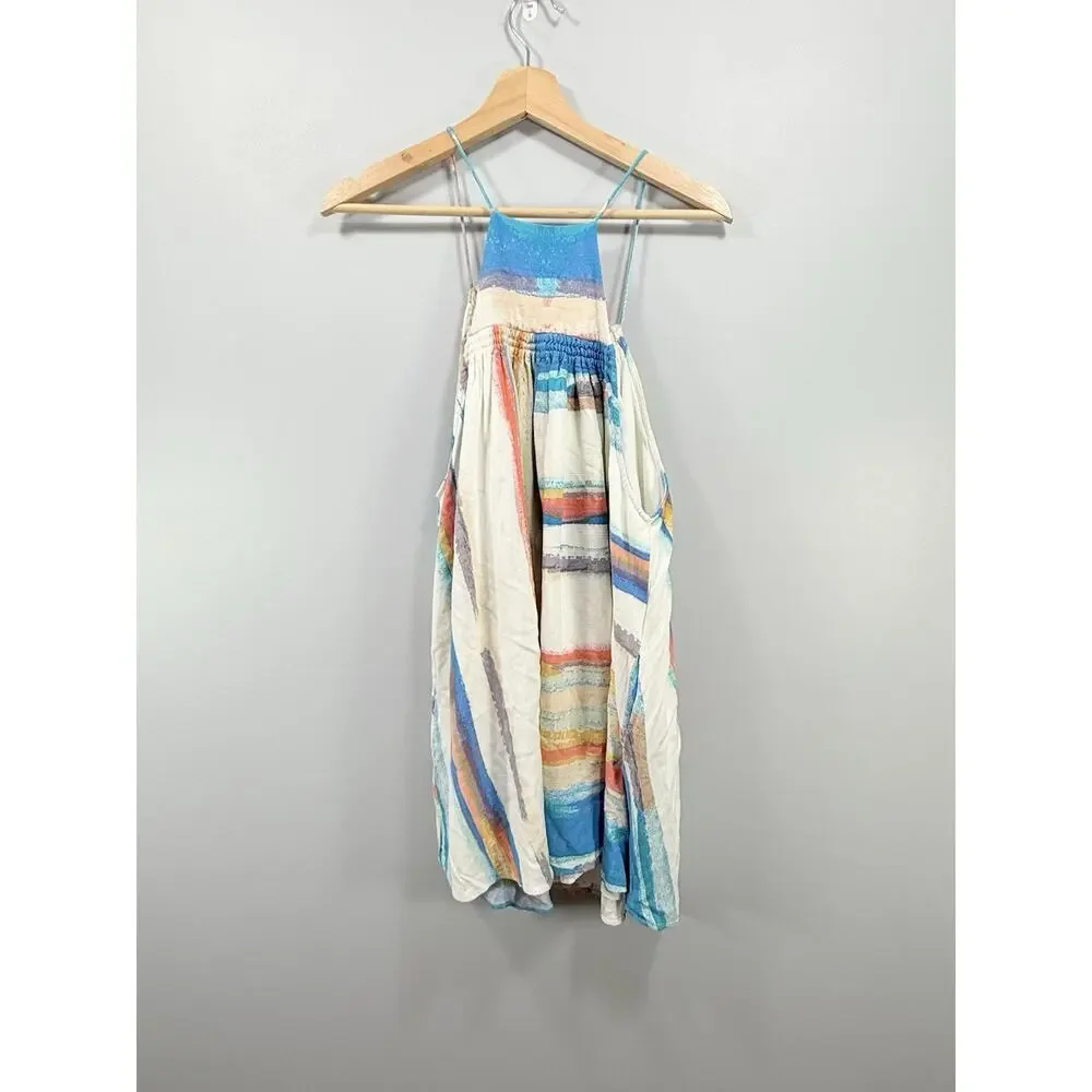 FREE PEOPLE PAINTED STRIPE MINI BOHO FESTIVAL DRESS Size Small